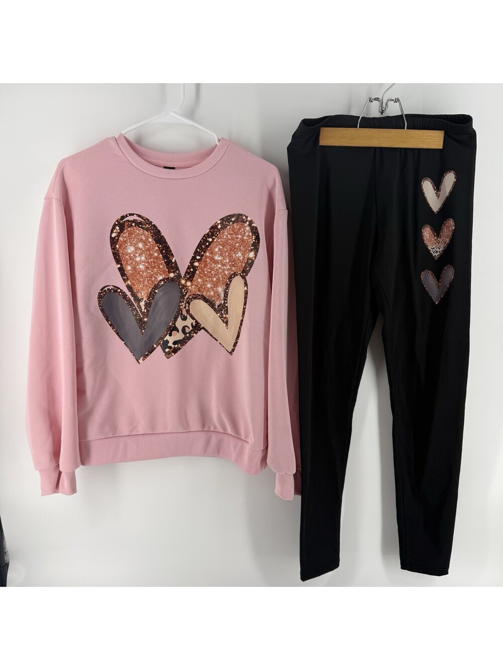 Shein Women’s Black Pink White Sweat/Track Suit Set Size Large M